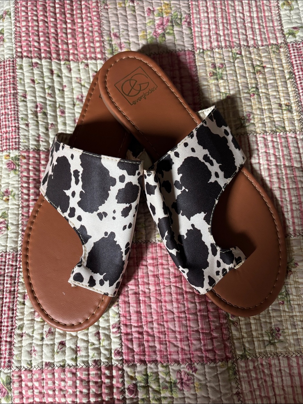 NWOT Cow Print Slide Sandals
